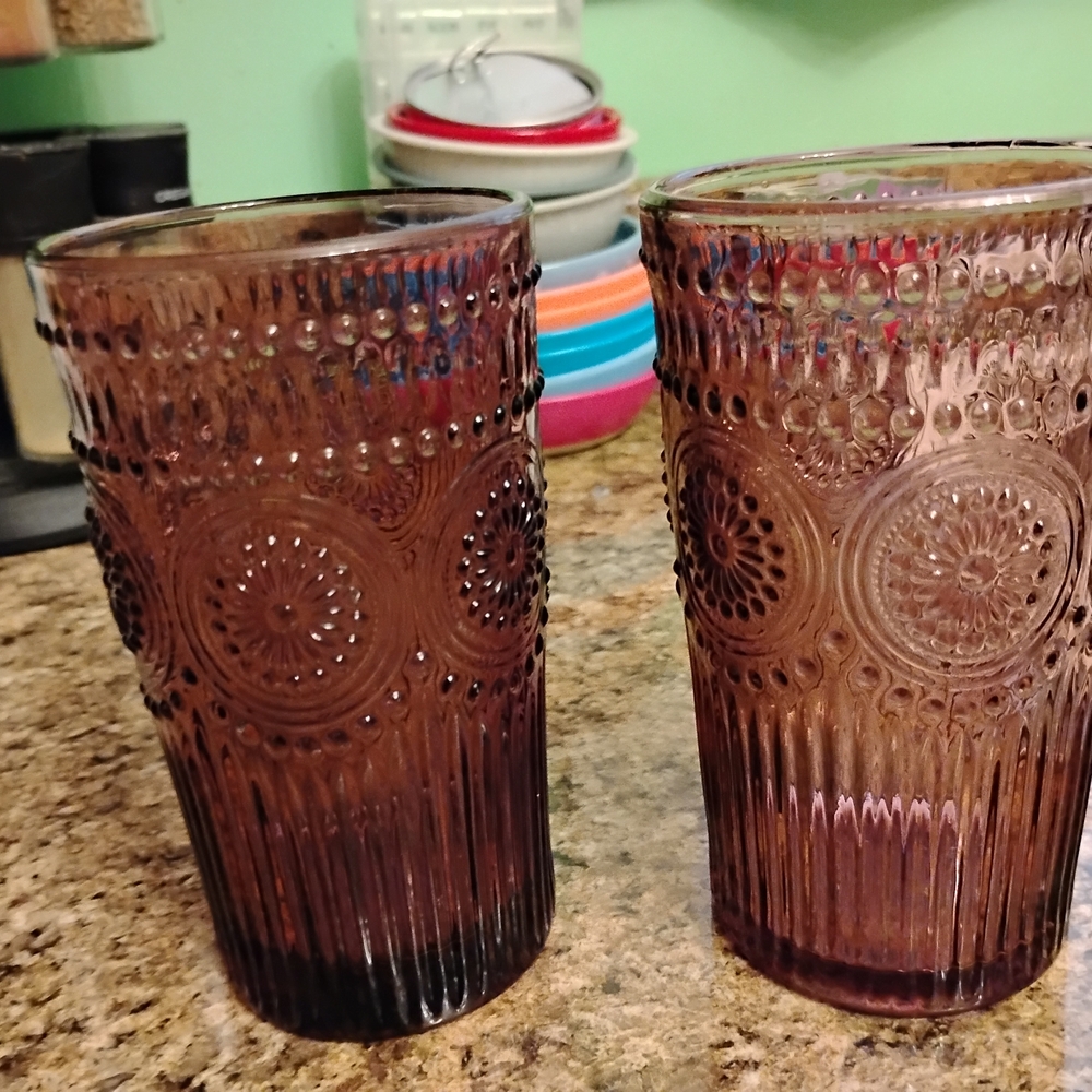 The Pioneer Woman Purple Embossed Glass Tumblers